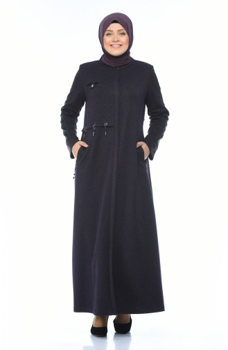 Grosse Grösse Hijab-Mantel mit versteckter Reissverschluss 1013-02 Lila 1013-02