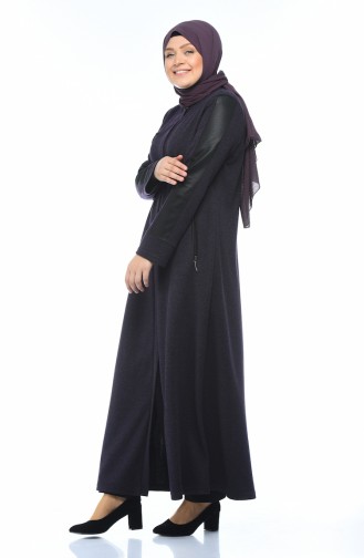 Grosse Grösse Hijab-Mantel mit versteckter Reissverschluss 1013-02 Lila 1013-02