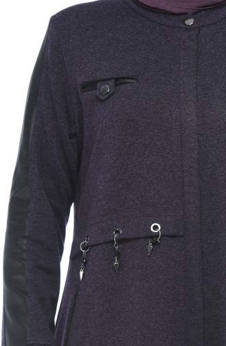 Big Size Concealed Zipper Topcoat Purple 1013-02