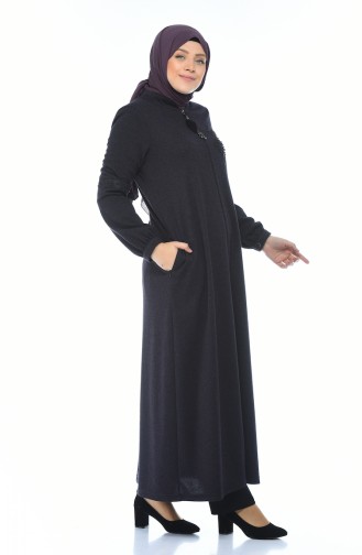 Grosse Grösse Bedruckter Hijab-Mantel 1015-03 Lila 1015-03