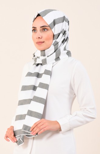 Striped Cotton Shawl Khaki 4531-01