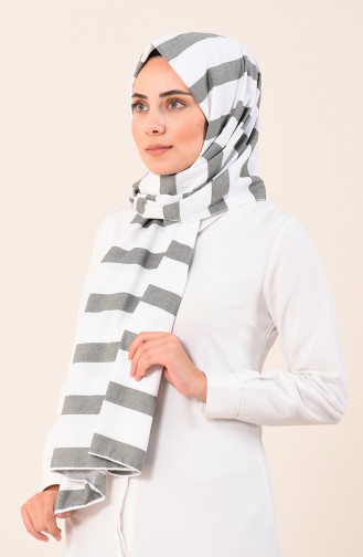 Striped Cotton Shawl Khaki 4531-01