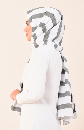 Striped Cotton Shawl Khaki 4531-01