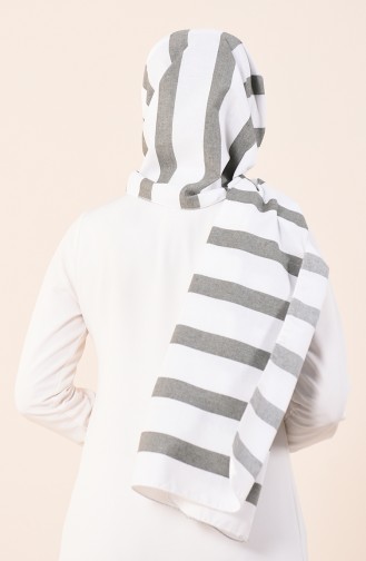 Striped Cotton Shawl Khaki 4531-01