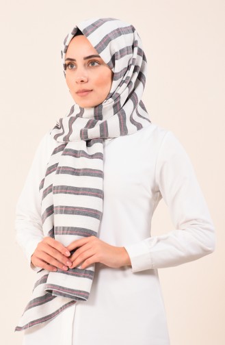 Striped Cotton Shawl Smoky 4532-01