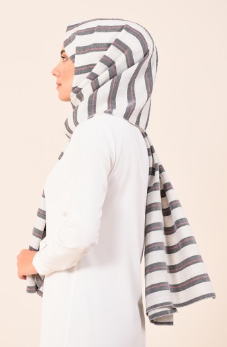 Striped Cotton Shawl Smoky 4532-01