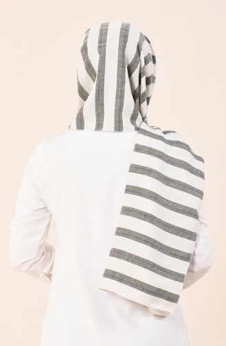 Striped Cotton Shawl Khaki 4532-03