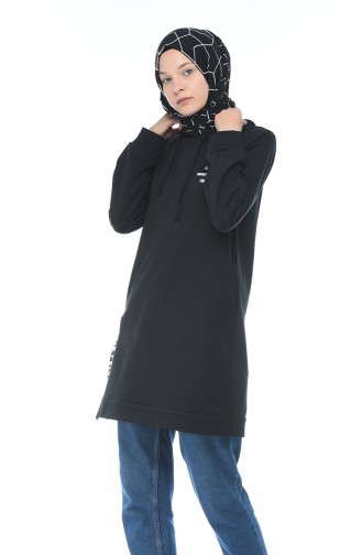 Kapüşonlu Sweatshirt 1582-01 Siyah 1582-01