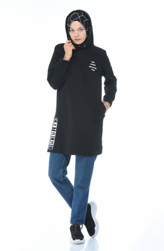 Kapüşonlu Sweatshirt 1582-01 Siyah