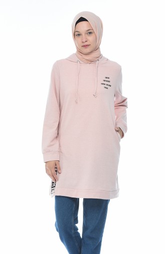 Kapüşonlu Sweatshirt 1582-04 Pudra