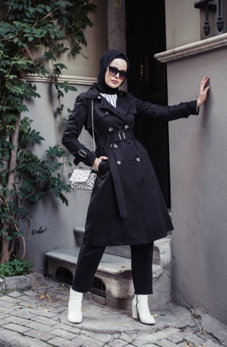 Black Trench Coats Models 6713-04