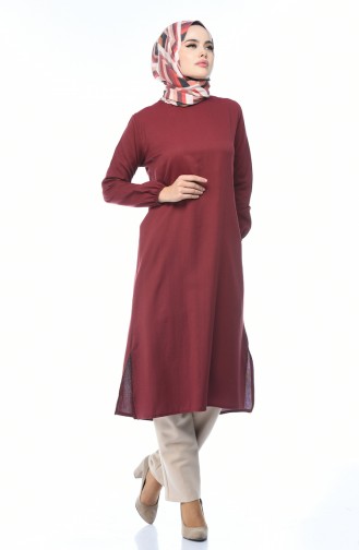 Yırtmaclı Uzun Tunik 5267-03 Bordo