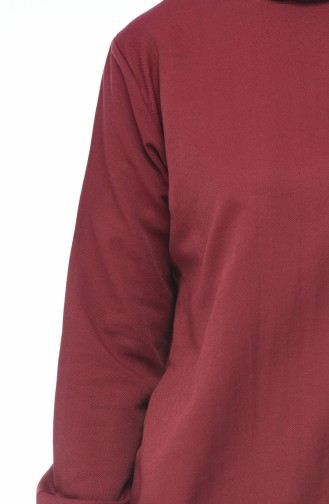 Yırtmaclı Uzun Tunik 5267-03 Bordo