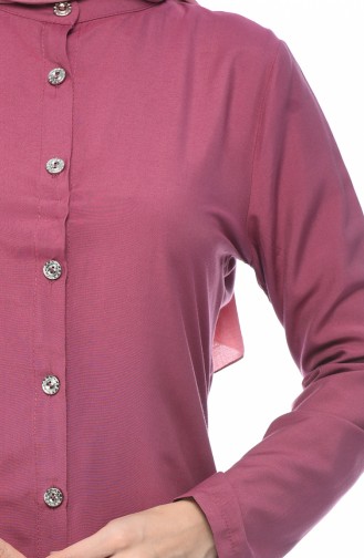 Buttoned Viscose Tunic Rose Dried 3158-13