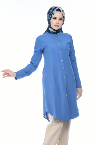 Buttoned Viscose Tunic Indigo 3158-14