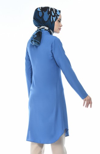 Buttoned Viscose Tunic Indigo 3158-14