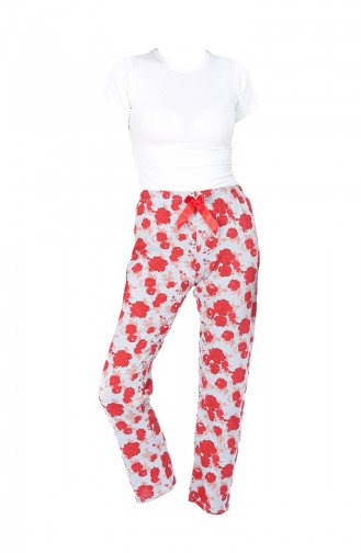 Pantalon Pyjama Pour Femme 27122 Rouge Gris 27122