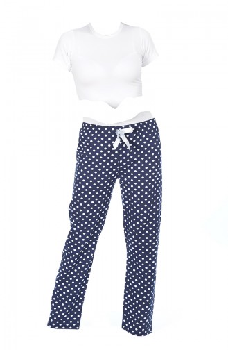 Women´s Sleepwear Pants Navy Blue White 27132