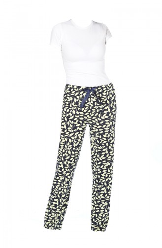 Women´s Sleepwear Pants Navy Blue Yellow 27136