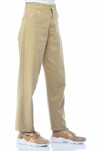 Pocket Jeans Pants Beige 2599-05