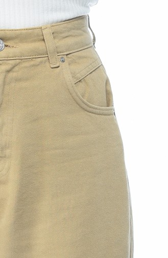 Pocket Jeans Pants Beige 2599-05
