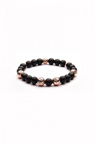 Matte Black Onyx And Lava Rose Natural Stone Bracelet 08-3002