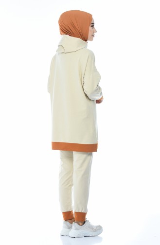 Velcro Zipper Tracksuit Set Beige 19025-05