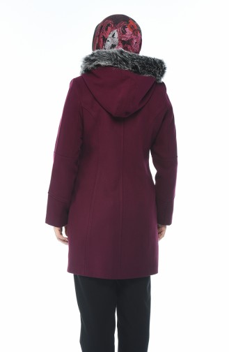 Büyük Beden Fermuarlı Kaban 9013-02 Mürdüm
