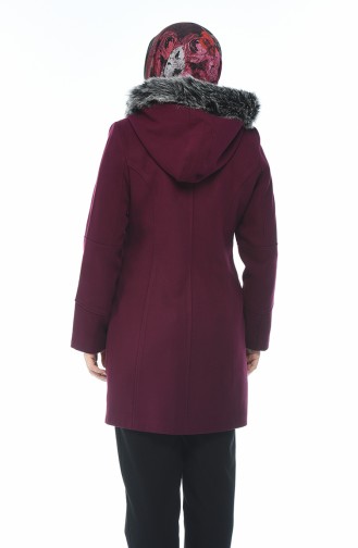 Big Size Zippered Coat Burgundy 9013-02