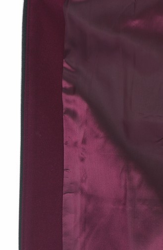 Big Size Zippered Coat Burgundy 9013-02