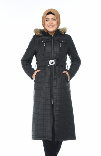 Big Size Quilted Coats Black 9010-01