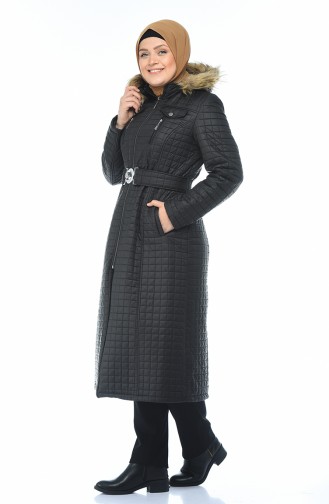 Big Size Quilted Coats Black 9010-01