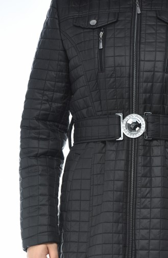 Big Size Quilted Coats Black 9010-01