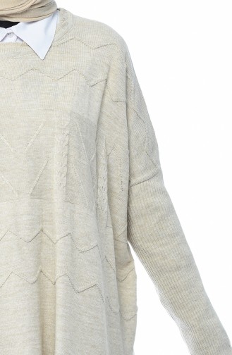 معطف تريكو تقليدي مزين بيج 8002-01