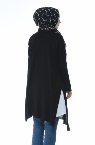 Tricot Tasseled Poncho Black 8002-02