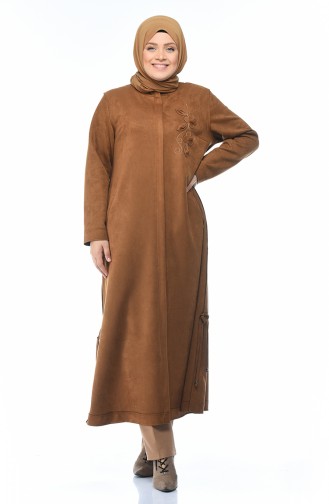 Grosse Grösse Wildleder Hijab-Mantel mit Tasche 0386-05 Senf 0386-05