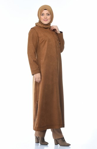 Grosse Grösse Wildleder Hijab-Mantel mit Tasche 0386-05 Senf 0386-05