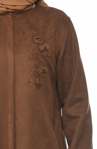 Big Size Suede Coat with Pocket Brown Tobacco 0386-06
