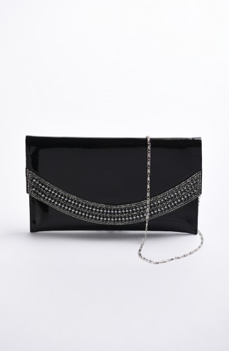 Women´s Glossy Leather Evening Bag Black 0348-01