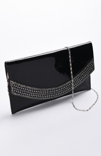 Women´s Glossy Leather Evening Bag Black 0348-01
