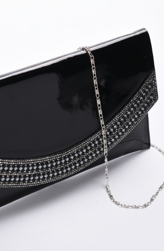 Women´s Glossy Leather Evening Bag Black 0348-01