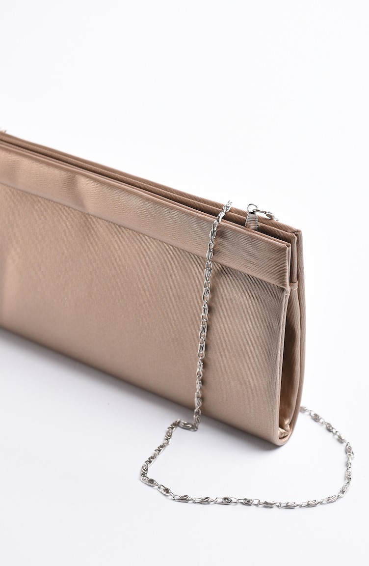 Metallic bronze textured evening bag.