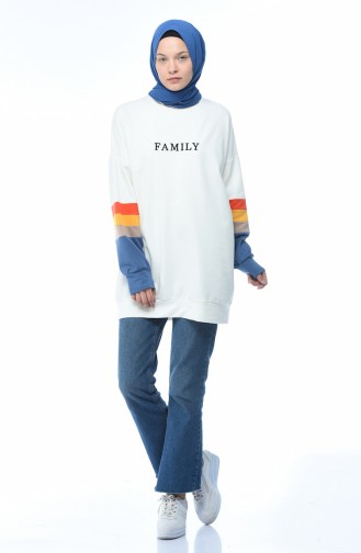 Summer Patterned Sweatshirt Ecru 6375-01