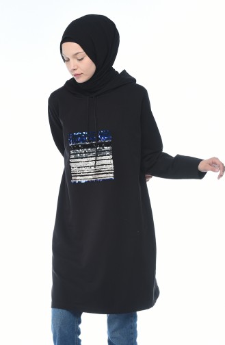 Sequined Sweatshirt Black 0051-02