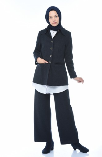 Düğmeli Ceket Pantolon İkili Takım 5009-03 Lacivert 5009-03