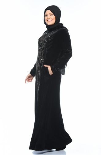 Robe Velours Grande Taille 1916-01 Noir 1916-01