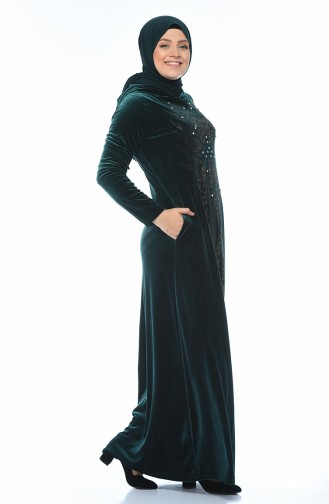 Robe Velours Grande Taille 1916-02 Vert emeraude 1916-02