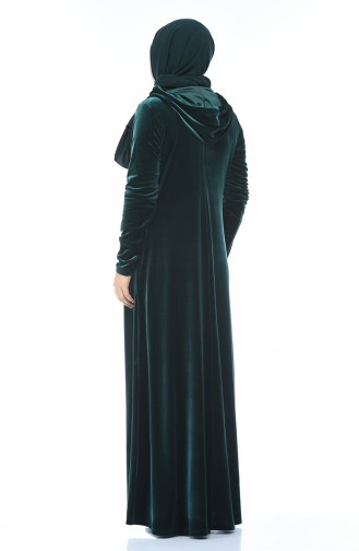 فستان مخمل مزين بالستراس مقاس كبير أخضر زمردي 1916-02