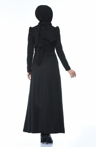 Schwarz Hijab Kleider 3104-01