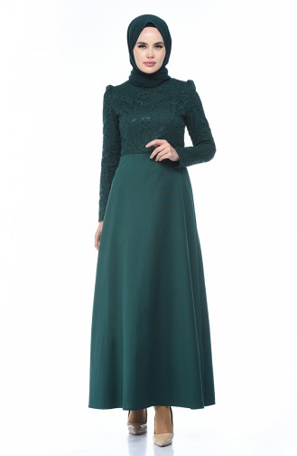 Smaragdgrün Hijab Kleider 3104-02